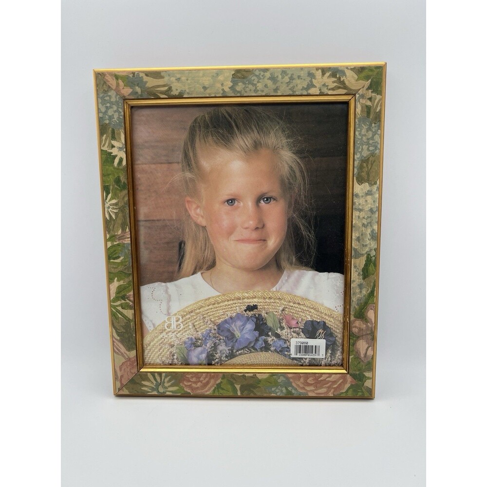 Vintage Burnes of Boston Floral Picture Frame 80’s 90’s Gold Cottagecore Country